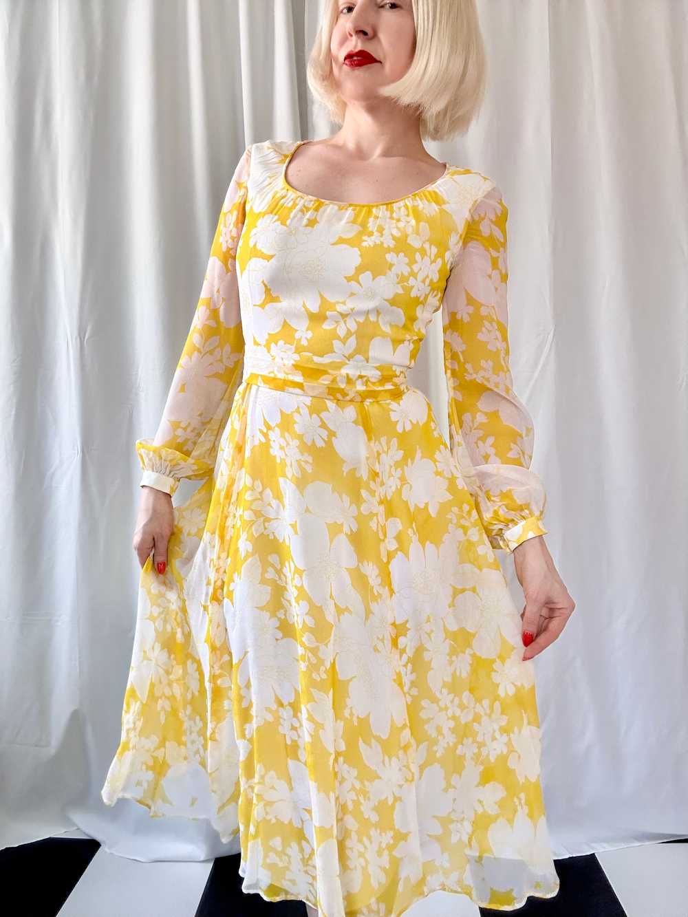 Vintage 1970s Posh by Jay Anderson Yellow Floral … - image 1