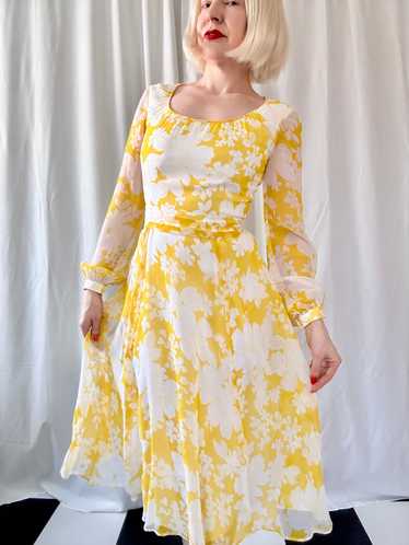 Vintage 1970s Posh by Jay Anderson Yellow Floral P