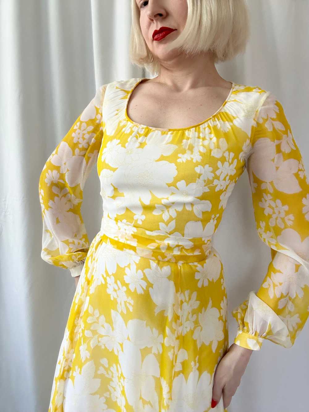 Vintage 1970s Posh by Jay Anderson Yellow Floral … - image 2