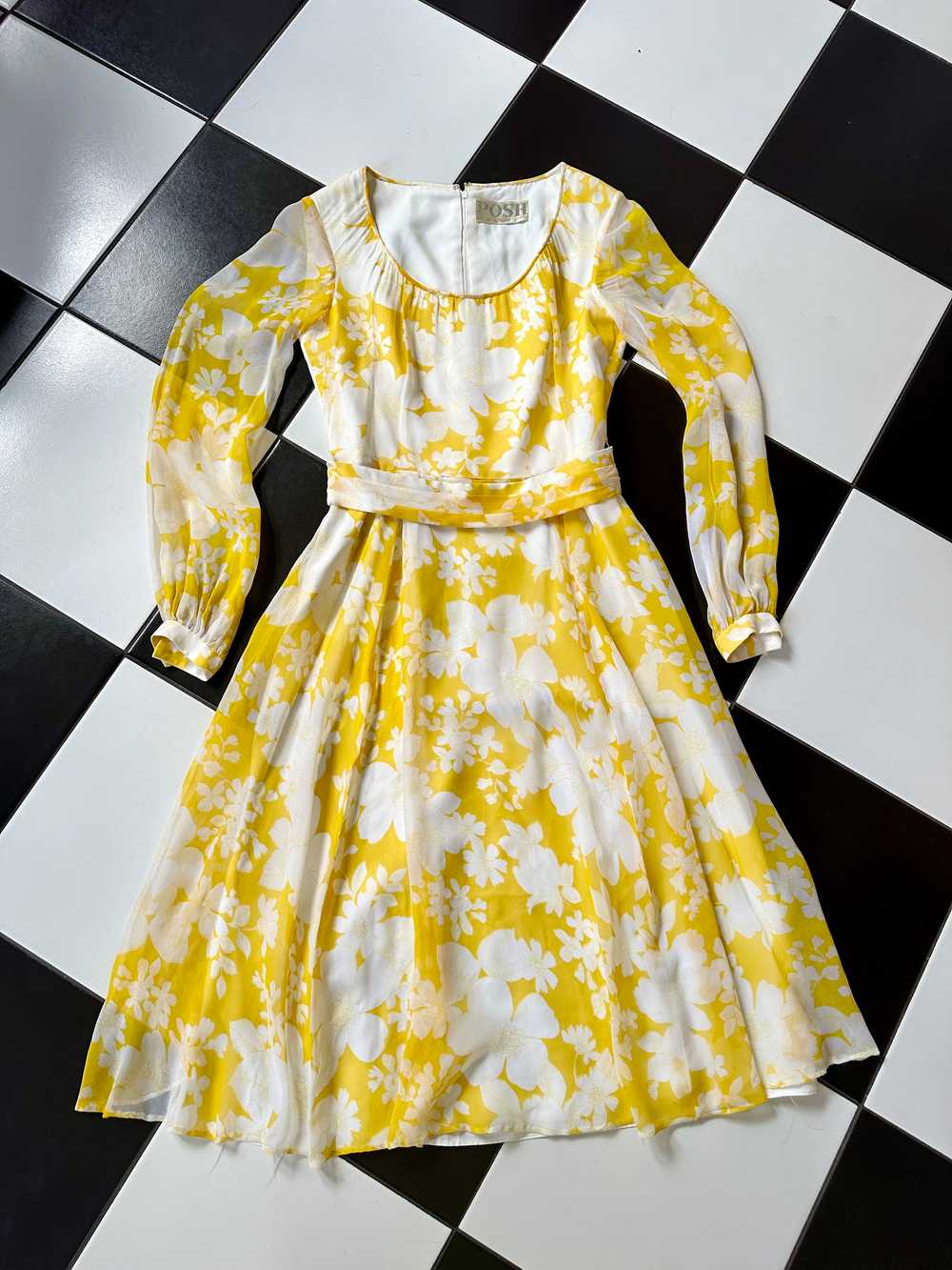 Vintage 1970s Posh by Jay Anderson Yellow Floral … - image 9