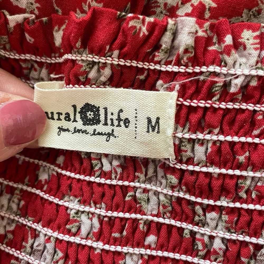 Natural Life Midi Smoked Dress Short Sleeve Red F… - image 7
