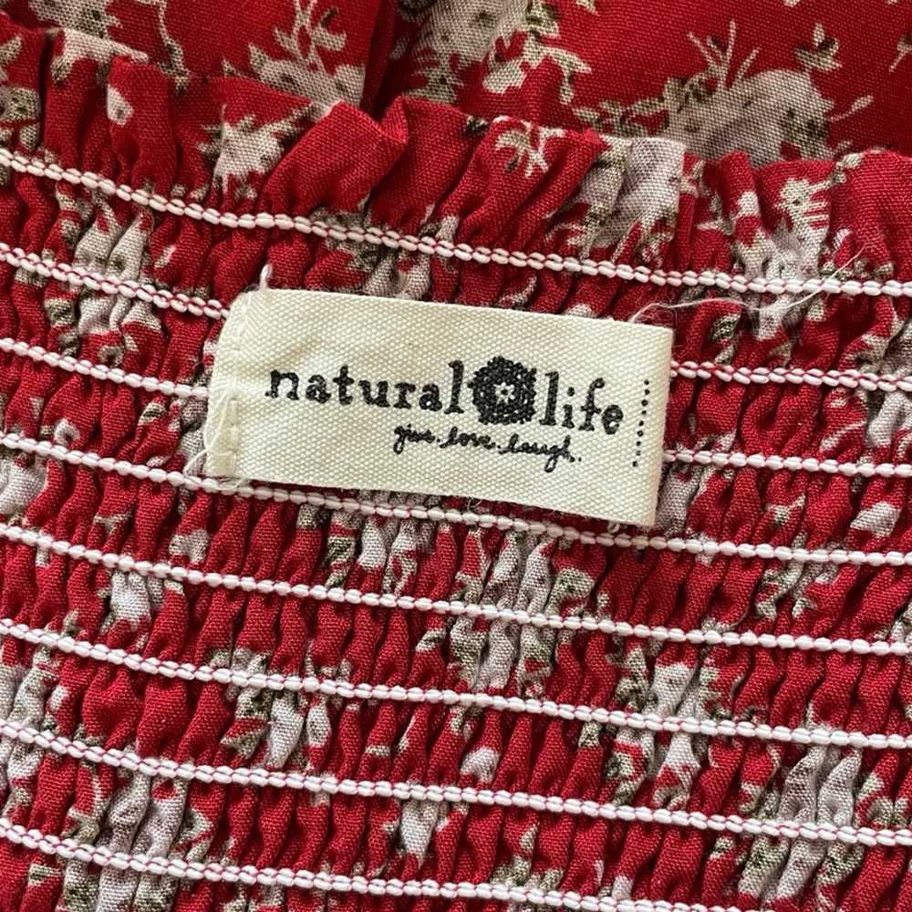Natural Life Midi Smoked Dress Short Sleeve Red F… - image 8