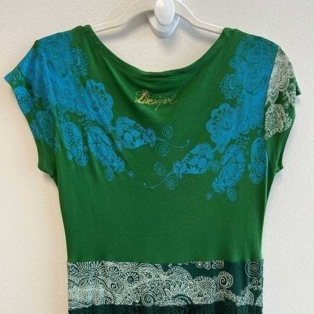 Desigual A-Line T-Shirt Dress Green Stretch Women… - image 6