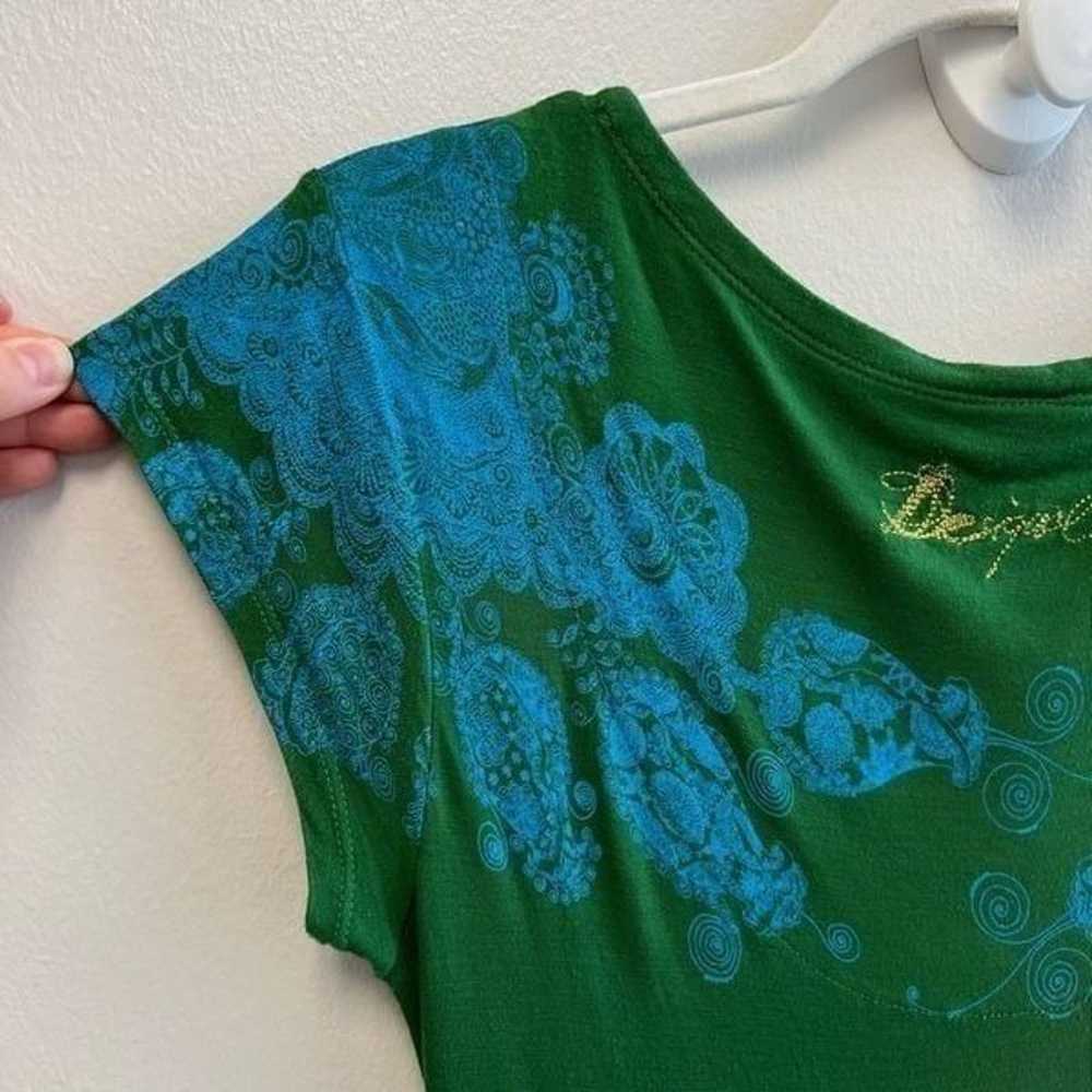 Desigual A-Line T-Shirt Dress Green Stretch Women… - image 7