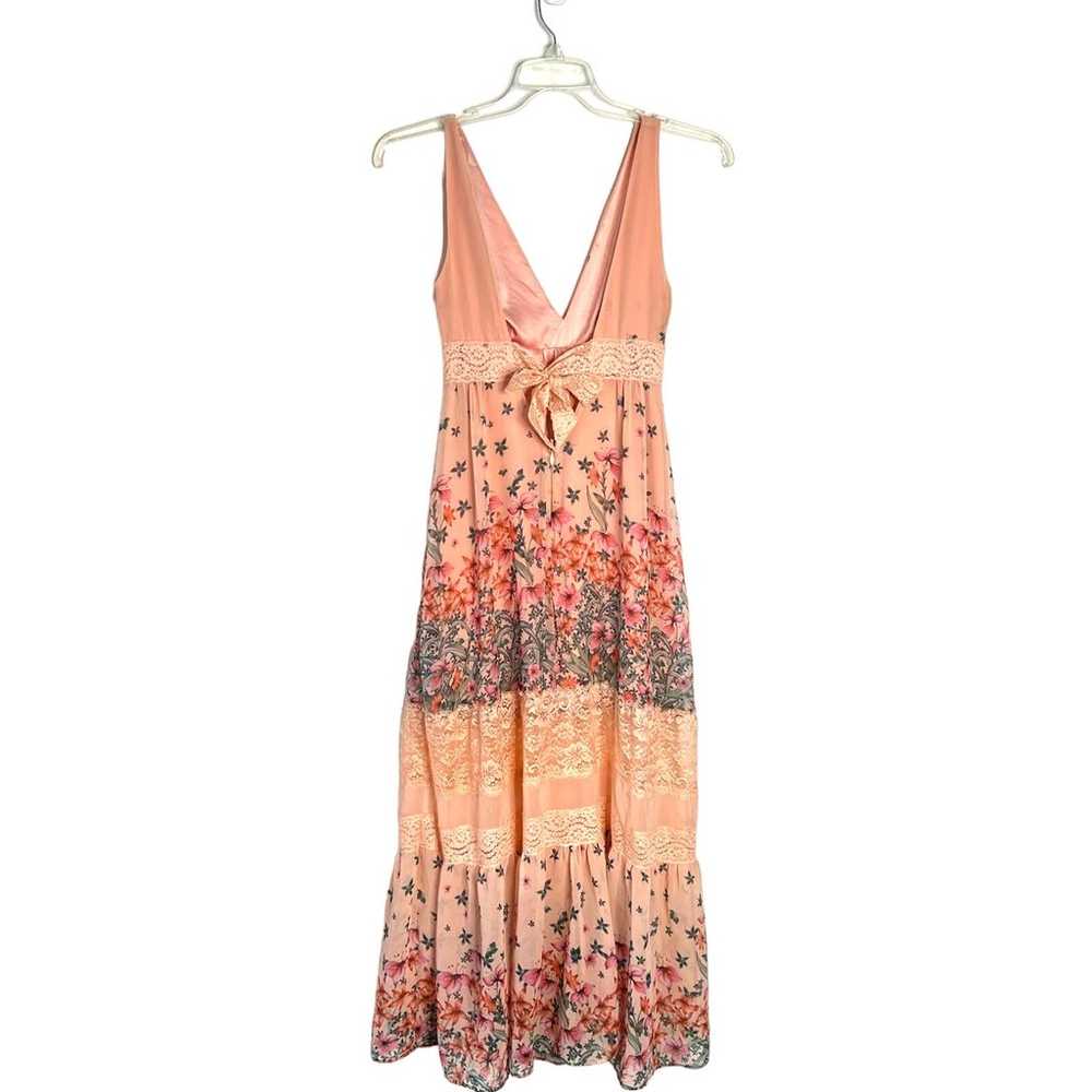 Bebe Dress Womens 2 Peach Floral Maxi Cottagecore… - image 2