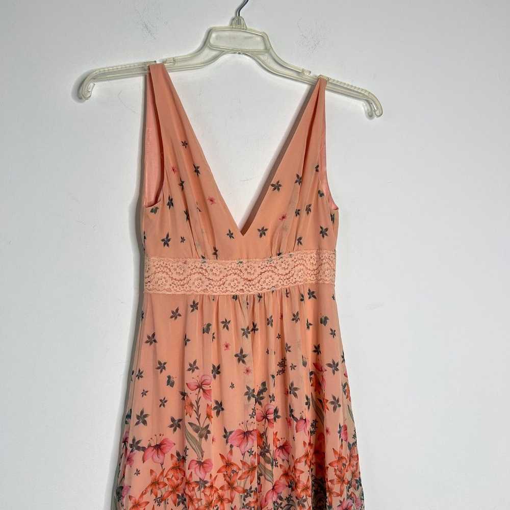 Bebe Dress Womens 2 Peach Floral Maxi Cottagecore… - image 5