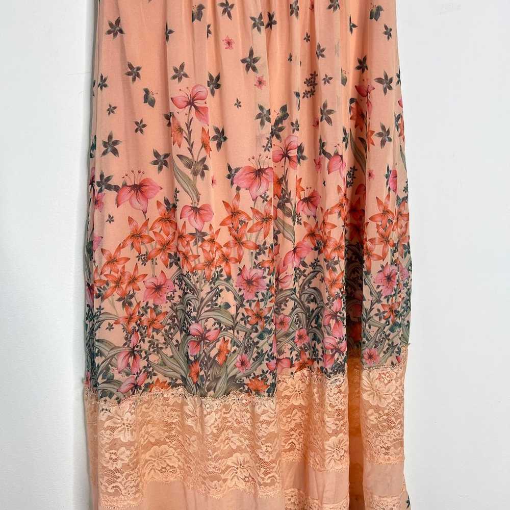 Bebe Dress Womens 2 Peach Floral Maxi Cottagecore… - image 7
