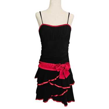 Vintage black milkmaid mini dress layered teired b