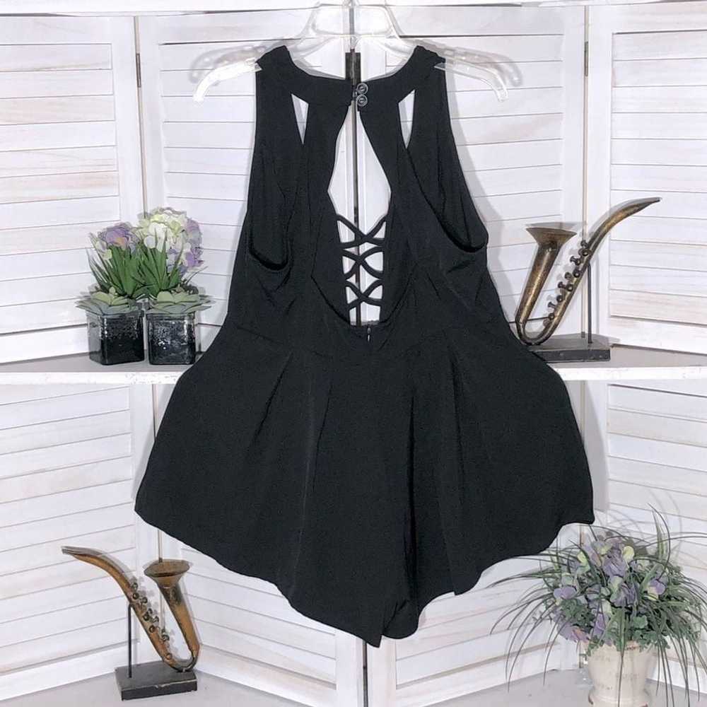 Vintage Y2K retro sexy cut out back black chiffon… - image 1