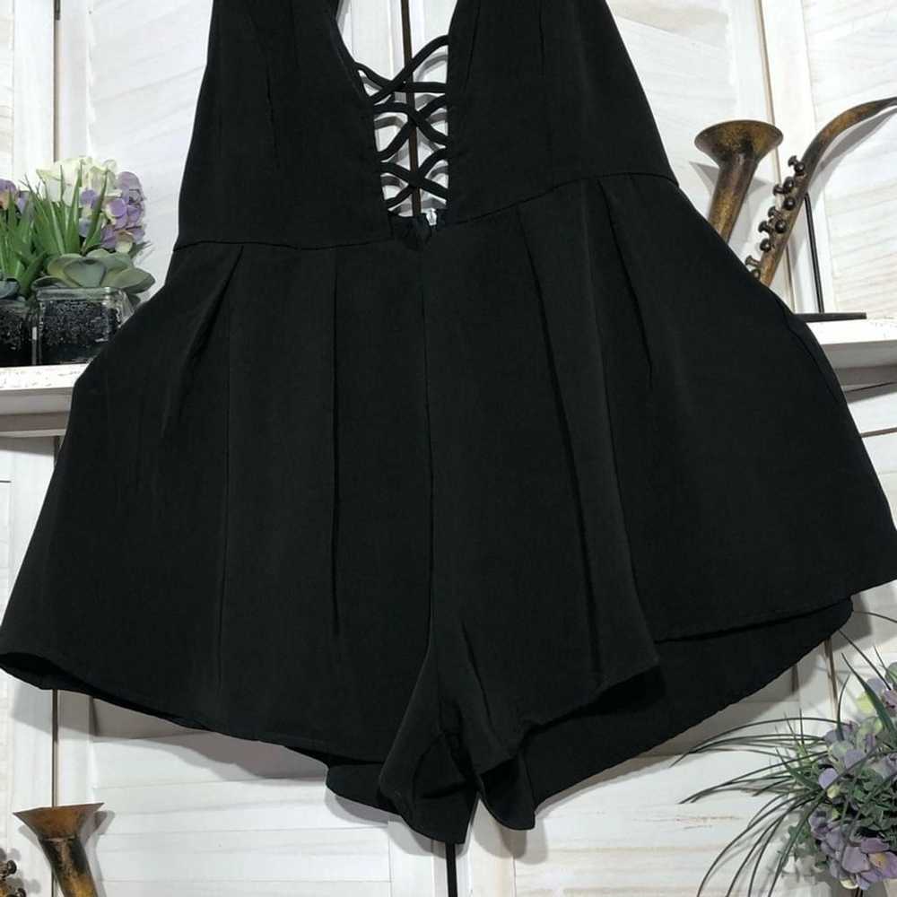 Vintage Y2K retro sexy cut out back black chiffon… - image 4