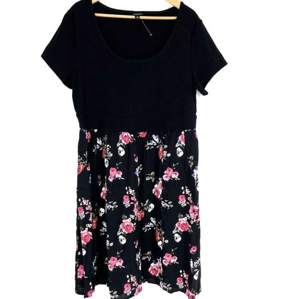 Torrid Dress Size 2 Womens Black Pink Floral Skul… - image 1