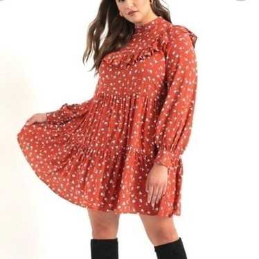 Eloquii Tiered Ruffle Floral Yoke Dress Size 22 - image 1