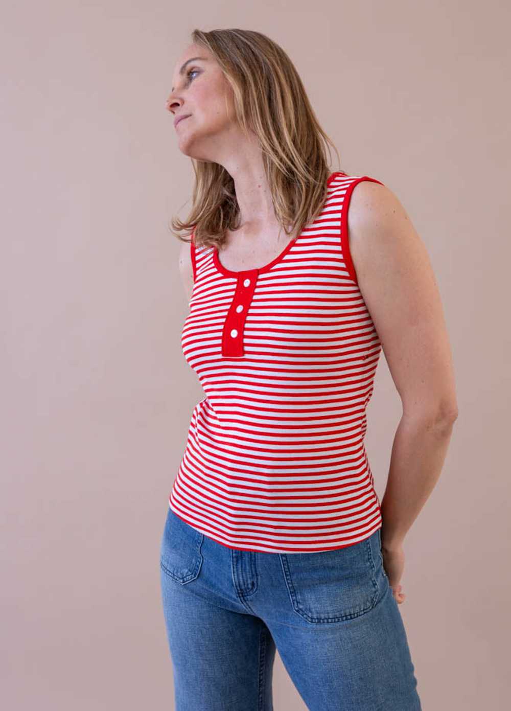 Red and White Striped Tank - image 1