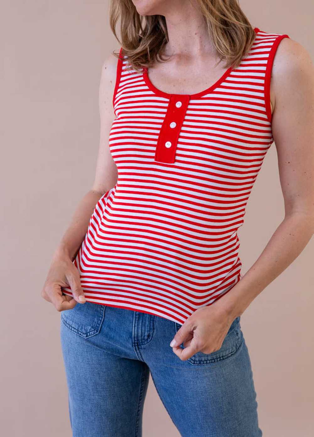 Red and White Striped Tank - image 4