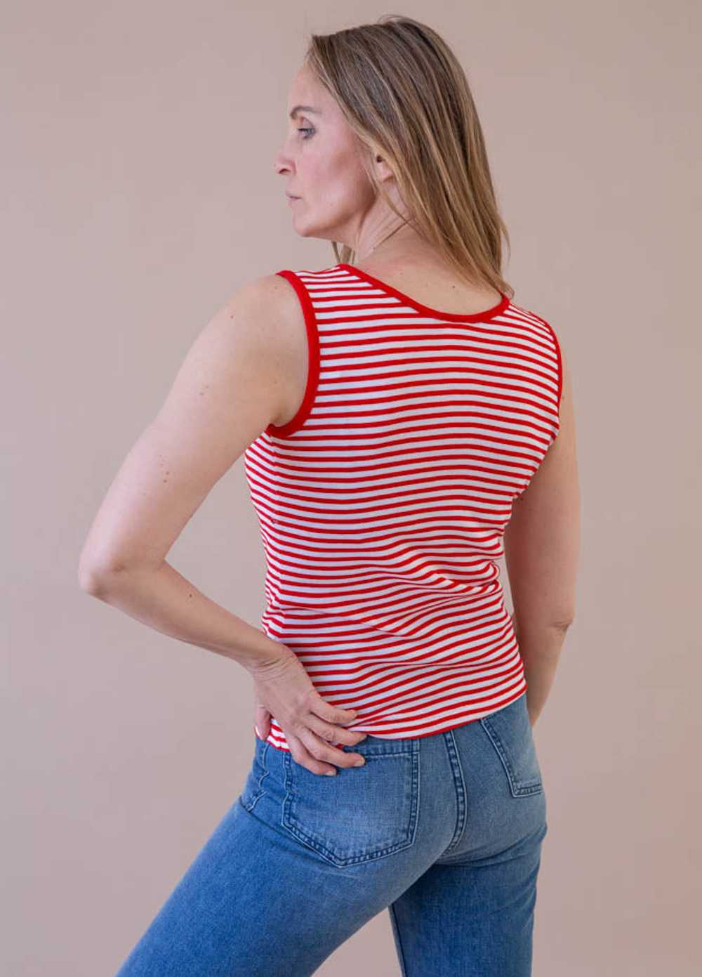 Red and White Striped Tank - image 5