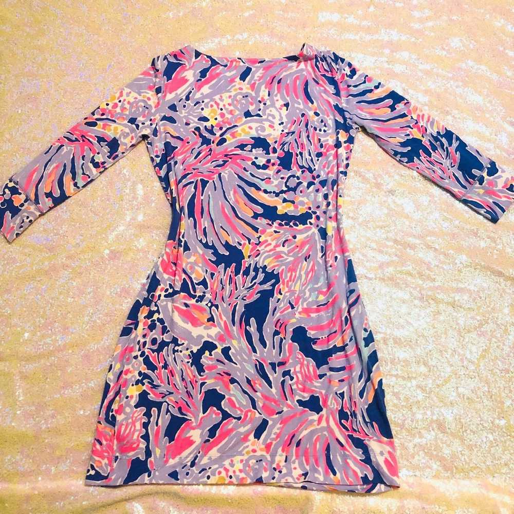 Lily Pulitzer cropped sleeve dress. Pink purple C… - image 5