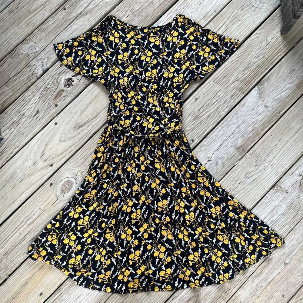 Anthropologie Maeve Black And Yellow Fit & Flare … - image 2