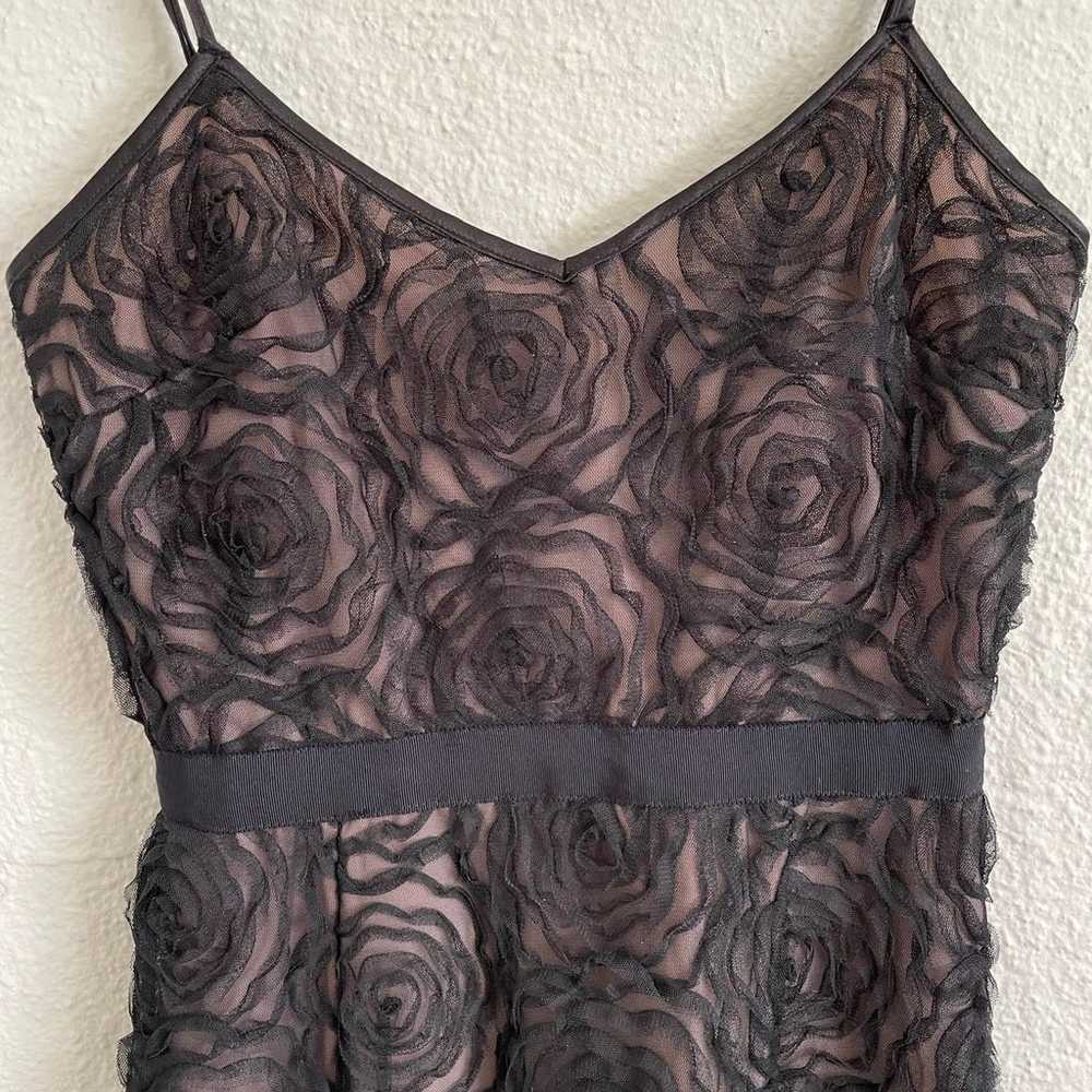 Aqua Black Mesh Soutache Roses A-Line Party Dress - image 2