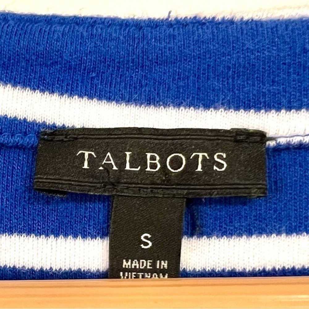 Talbots White Blue STRIPED COTTON LACE TRIM SHIFT… - image 7