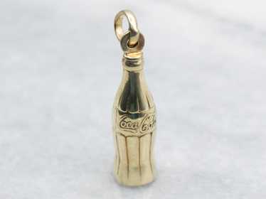 Vintage Gold Coca Cola Bottle Charm Pendant - image 1