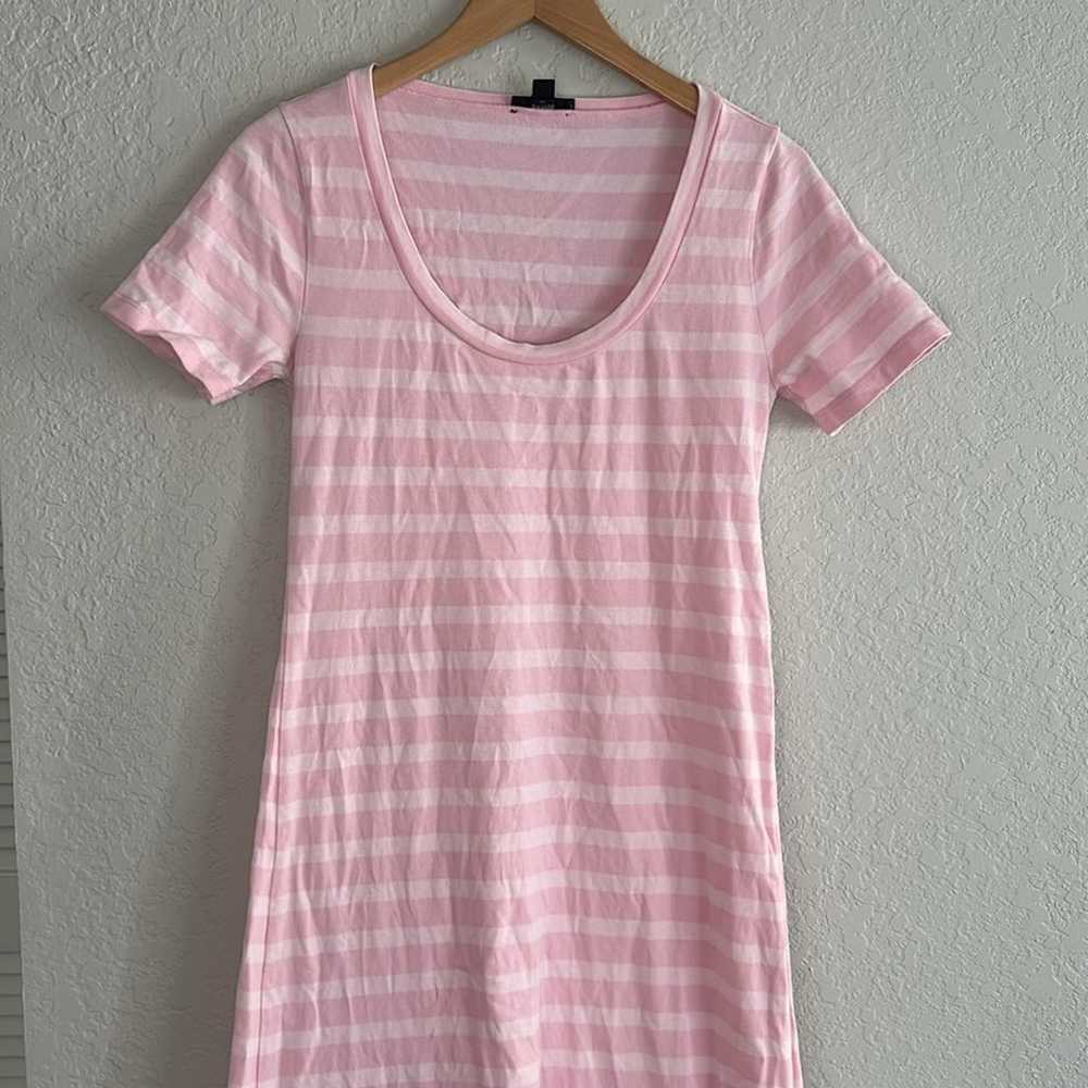 J Crew Midi T-shirt Dress Ballerina Pink Stripe S… - image 3