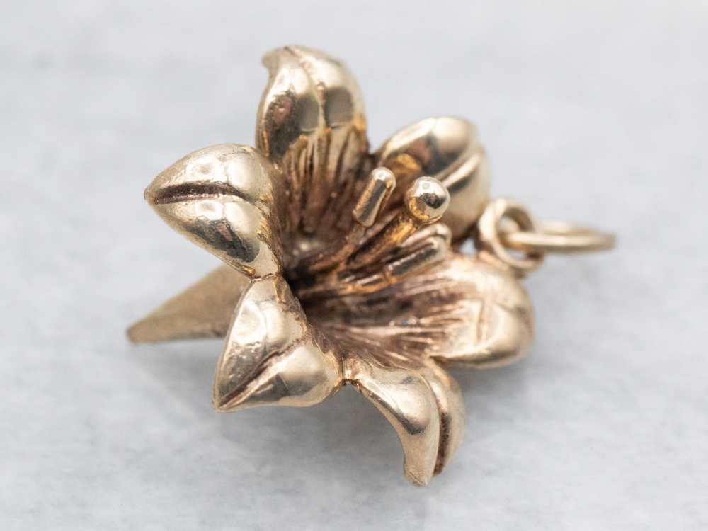 Vintage Golden Lily Flower Pendant - image 1