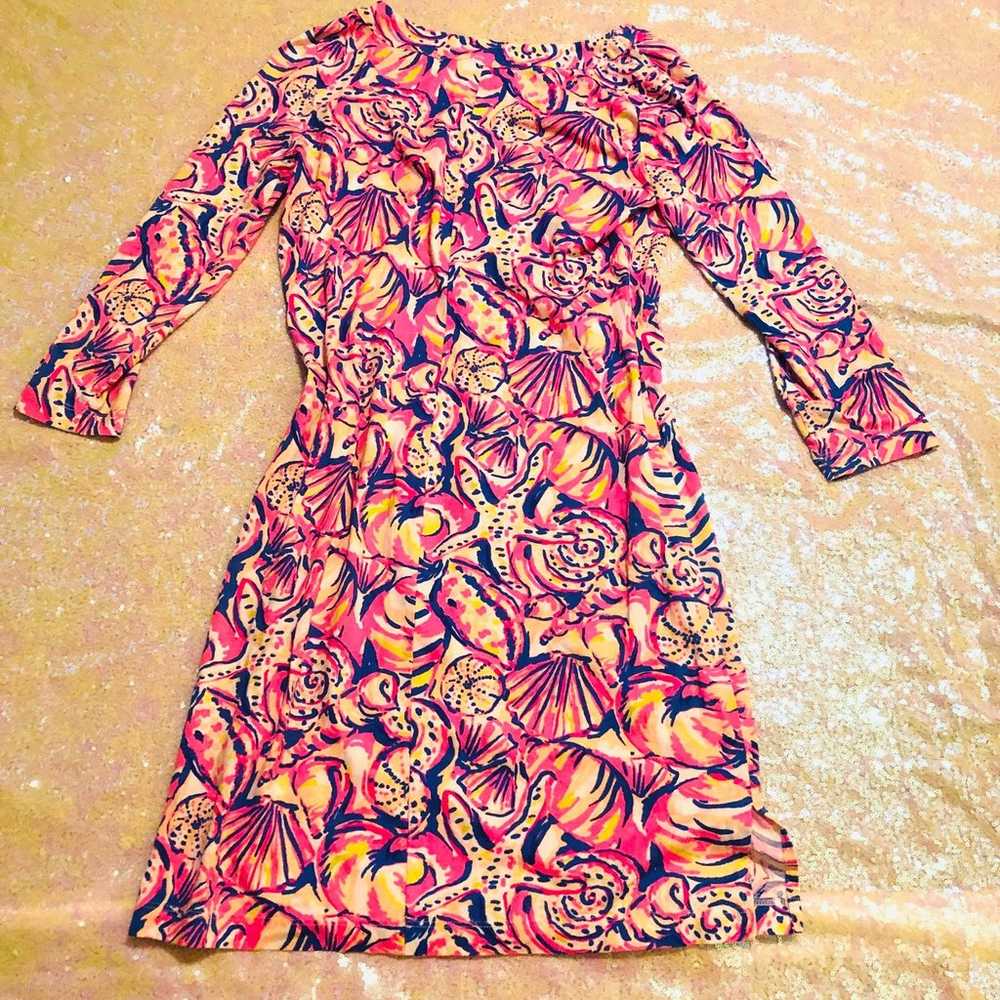 Lily Pulitzer vneck cropped sleeve dress. Pink Bl… - image 4
