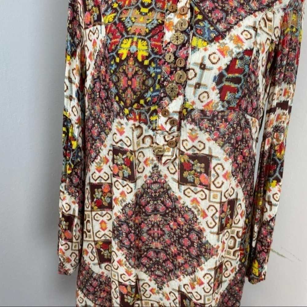 Ivy Jane Colorful Boho Retro Shirt Dress Small - image 3