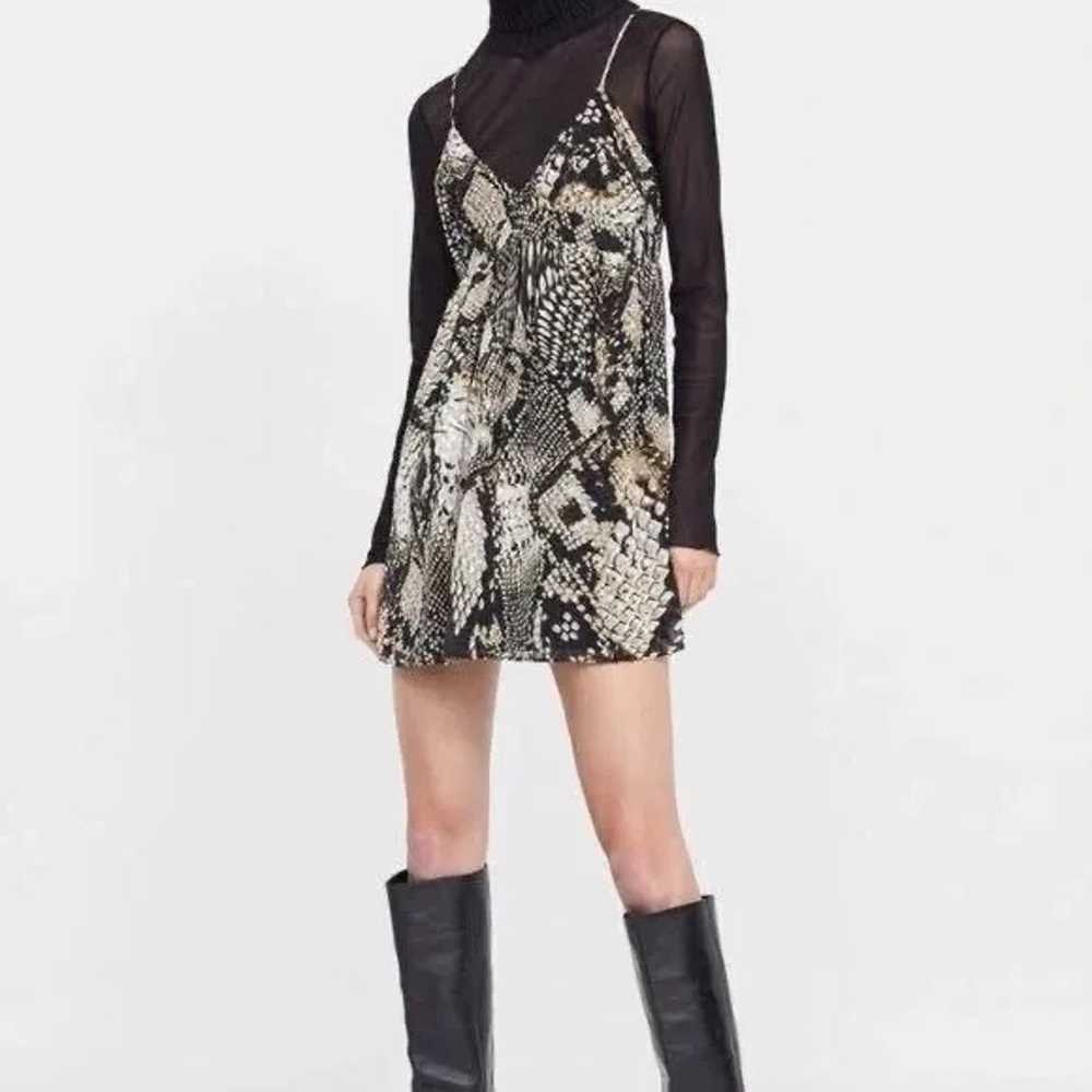 Zara Women Animal Print Babydoll Dress Sz S - image 3