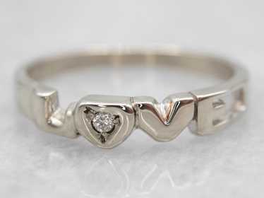 White Gold Diamond LOVE Ring - image 1