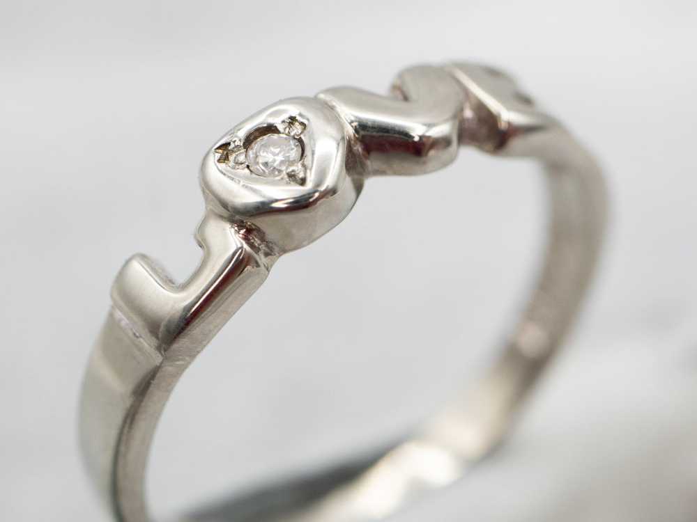 White Gold Diamond LOVE Ring - image 3