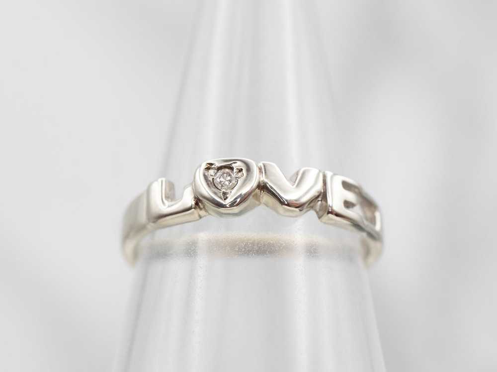 White Gold Diamond LOVE Ring - image 4