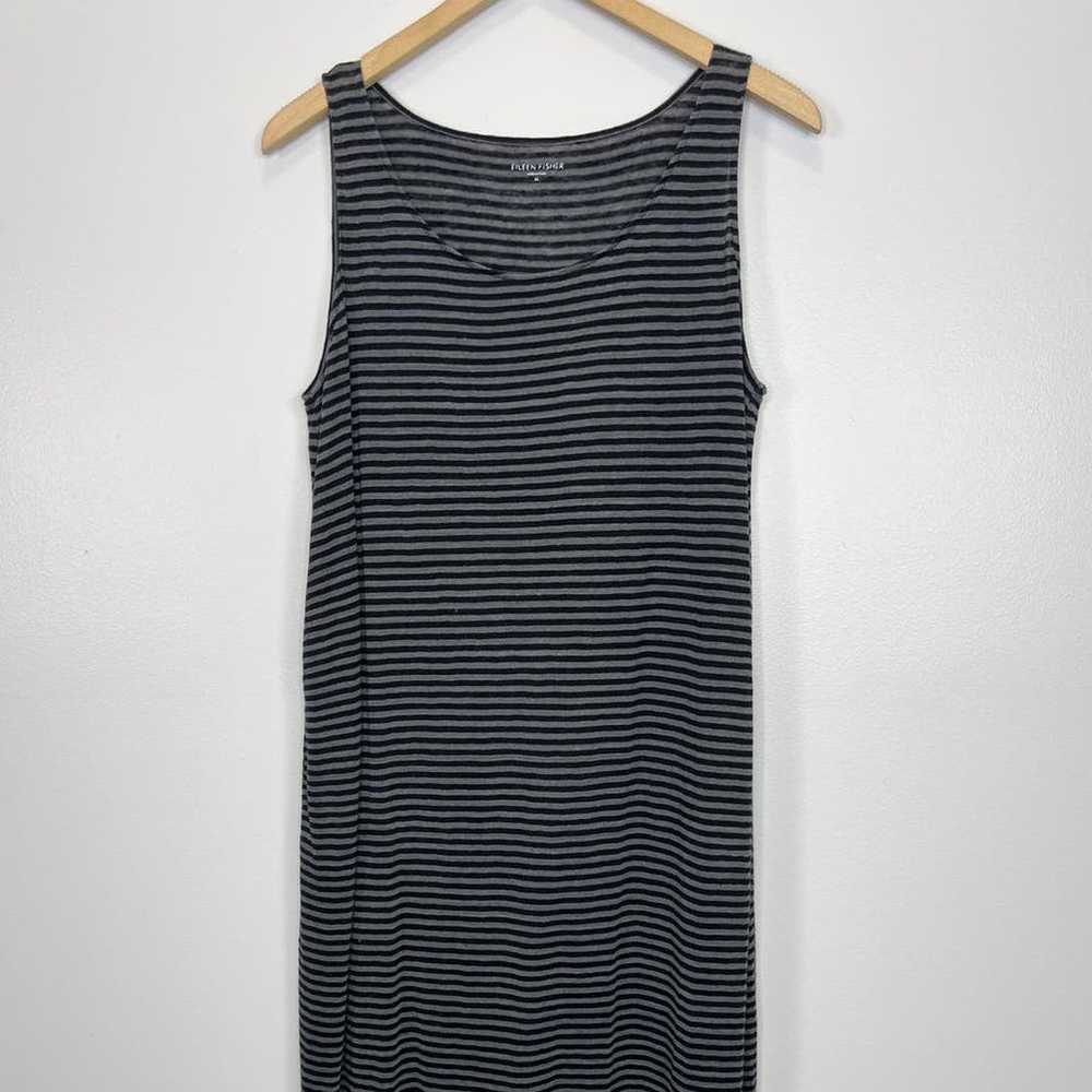 Eileen Fisher Striped Linen Maxi Dress Size Mediu… - image 2