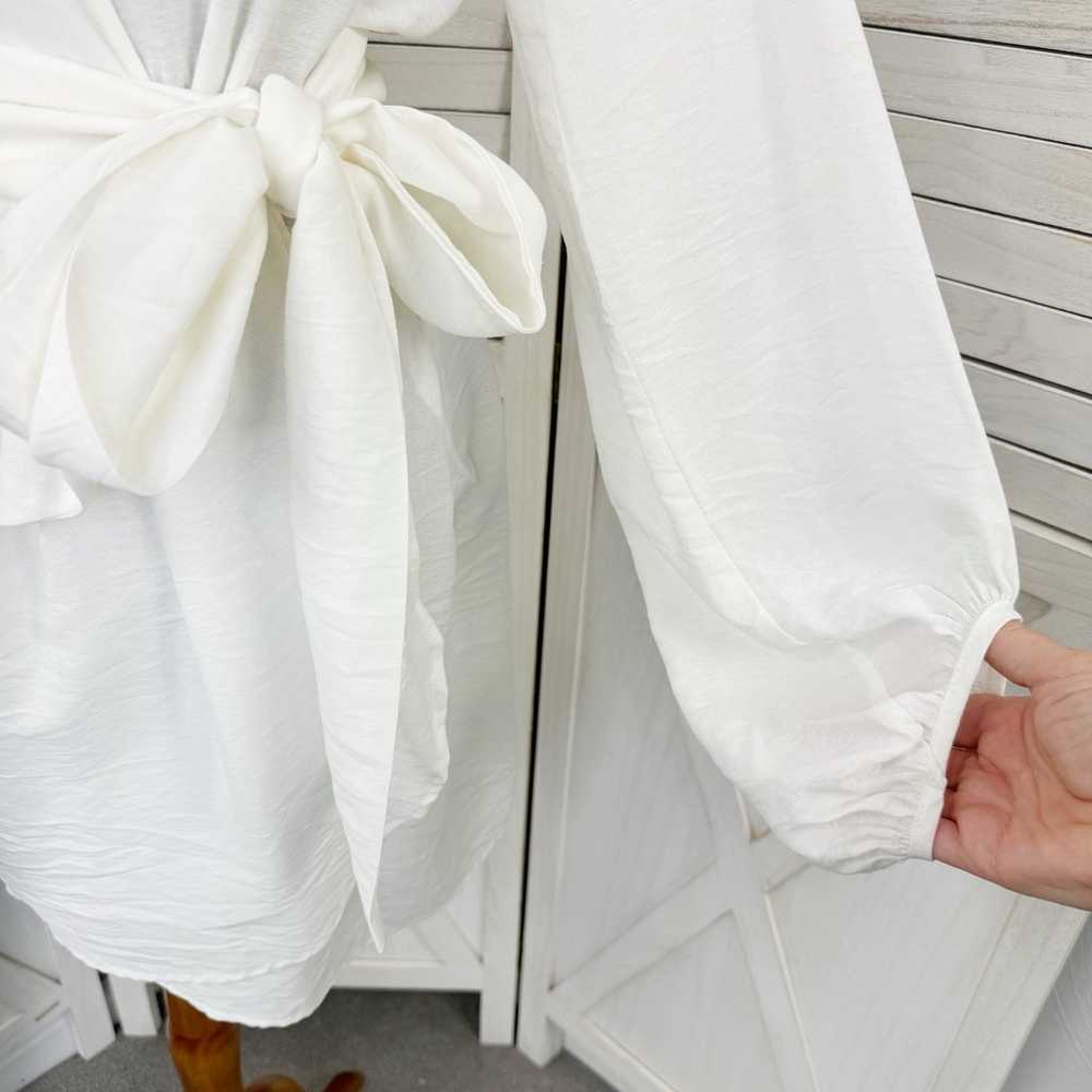 Peach Love Balloon Sleeve Wrap Mini Dress Ivory W… - image 7