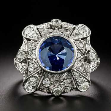 Art Deco 2.91 Carat Ceylon Sapphire And Diamond R… - image 1