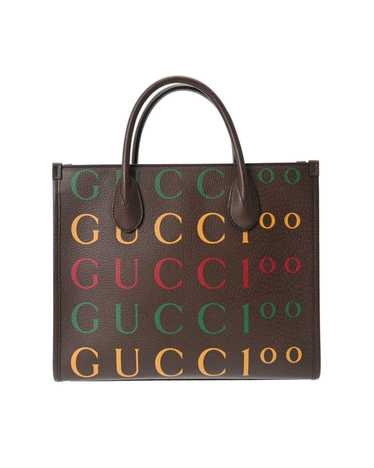 Gucci Brown Leather Hook Closure Handbag with Gold