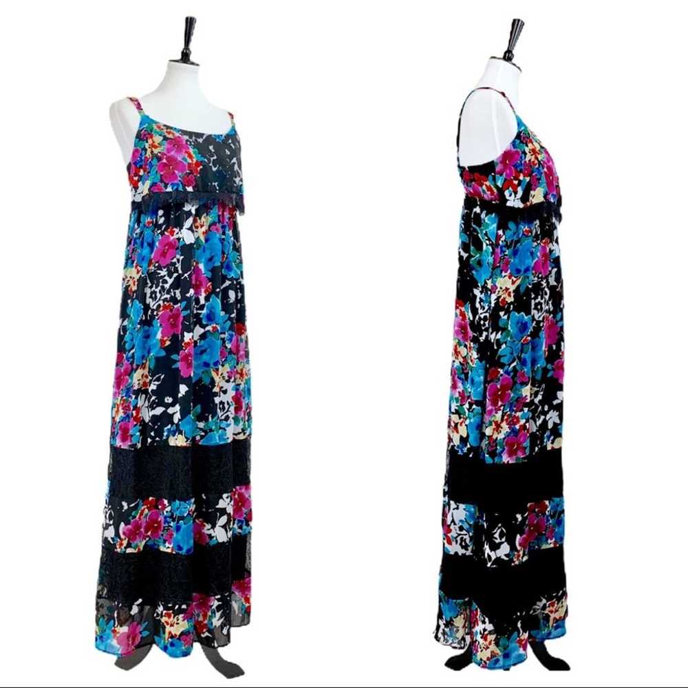 Torrid Women's Maxi Dress Blue Floral Lace Trim B… - image 11