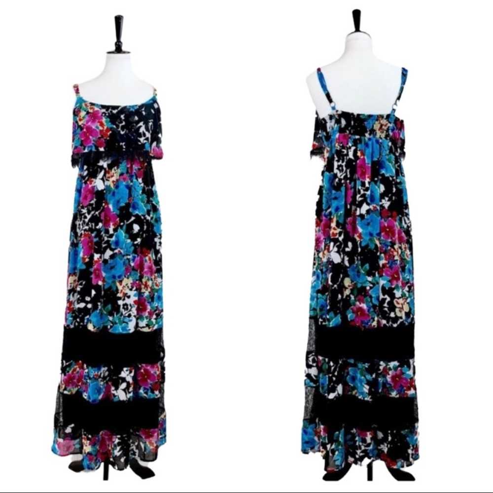 Torrid Women's Maxi Dress Blue Floral Lace Trim B… - image 12