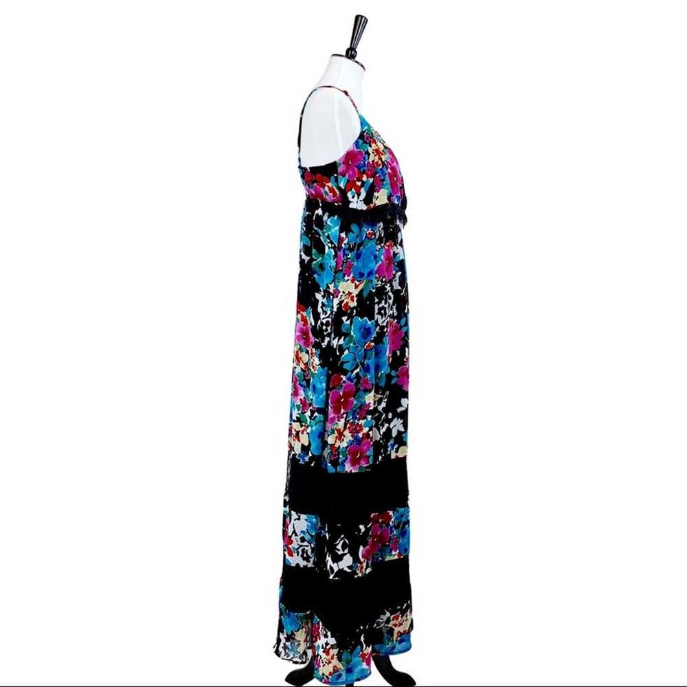 Torrid Women's Maxi Dress Blue Floral Lace Trim B… - image 4