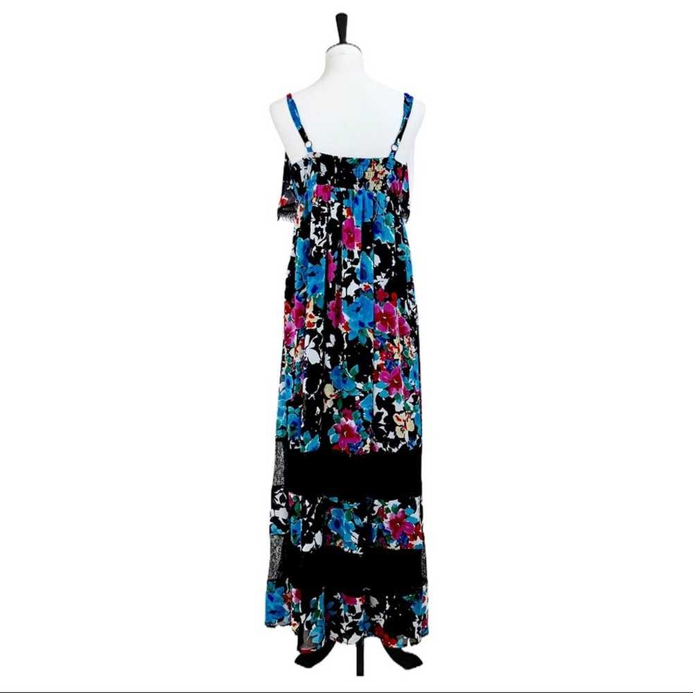Torrid Women's Maxi Dress Blue Floral Lace Trim B… - image 5