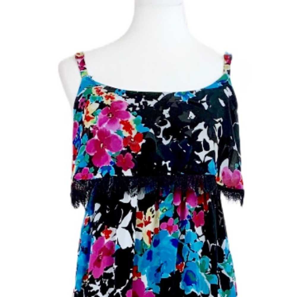 Torrid Women's Maxi Dress Blue Floral Lace Trim B… - image 6