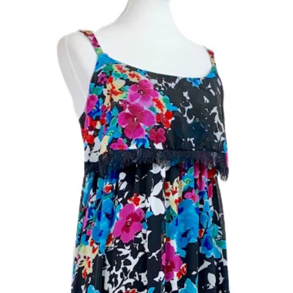 Torrid Women's Maxi Dress Blue Floral Lace Trim B… - image 7