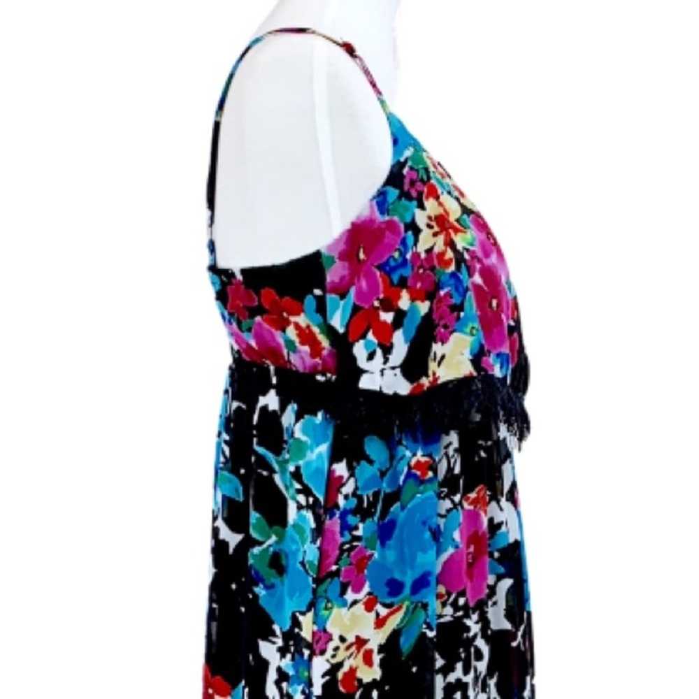 Torrid Women's Maxi Dress Blue Floral Lace Trim B… - image 8