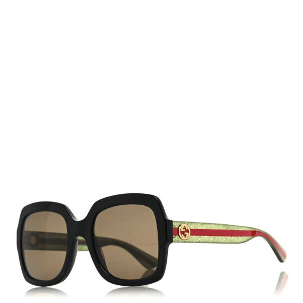 GUCCI Acetate Square Frame Web Glitter Sunglasses… - image 1