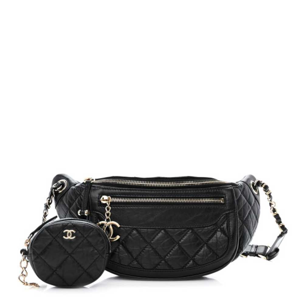 CHANEL Aged Calfskin Quilted Waist Bag With Coin … - image 1