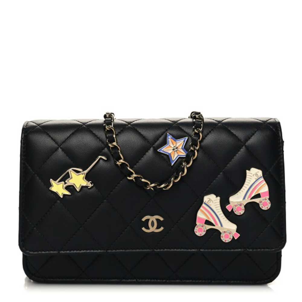 CHANEL Lambskin Quilted Enamel Wallet On Chain WO… - image 1