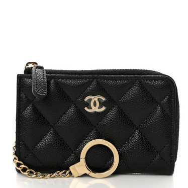 CHANEL Caviar Quilted Zipped Key Holder Case Black - image 1
