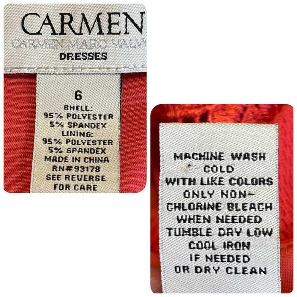 Carmen Marc Valvo Orange Lace Applique Cap Sleeve… - image 10