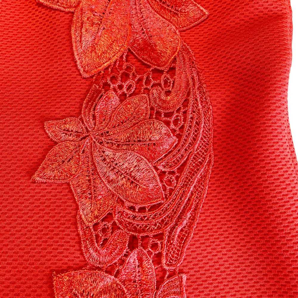 Carmen Marc Valvo Orange Lace Applique Cap Sleeve… - image 3