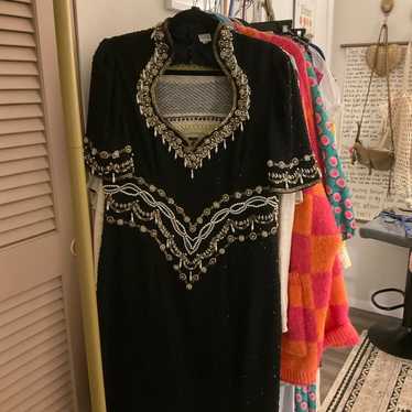 100% Silk Vintage Beaded Dress - image 1